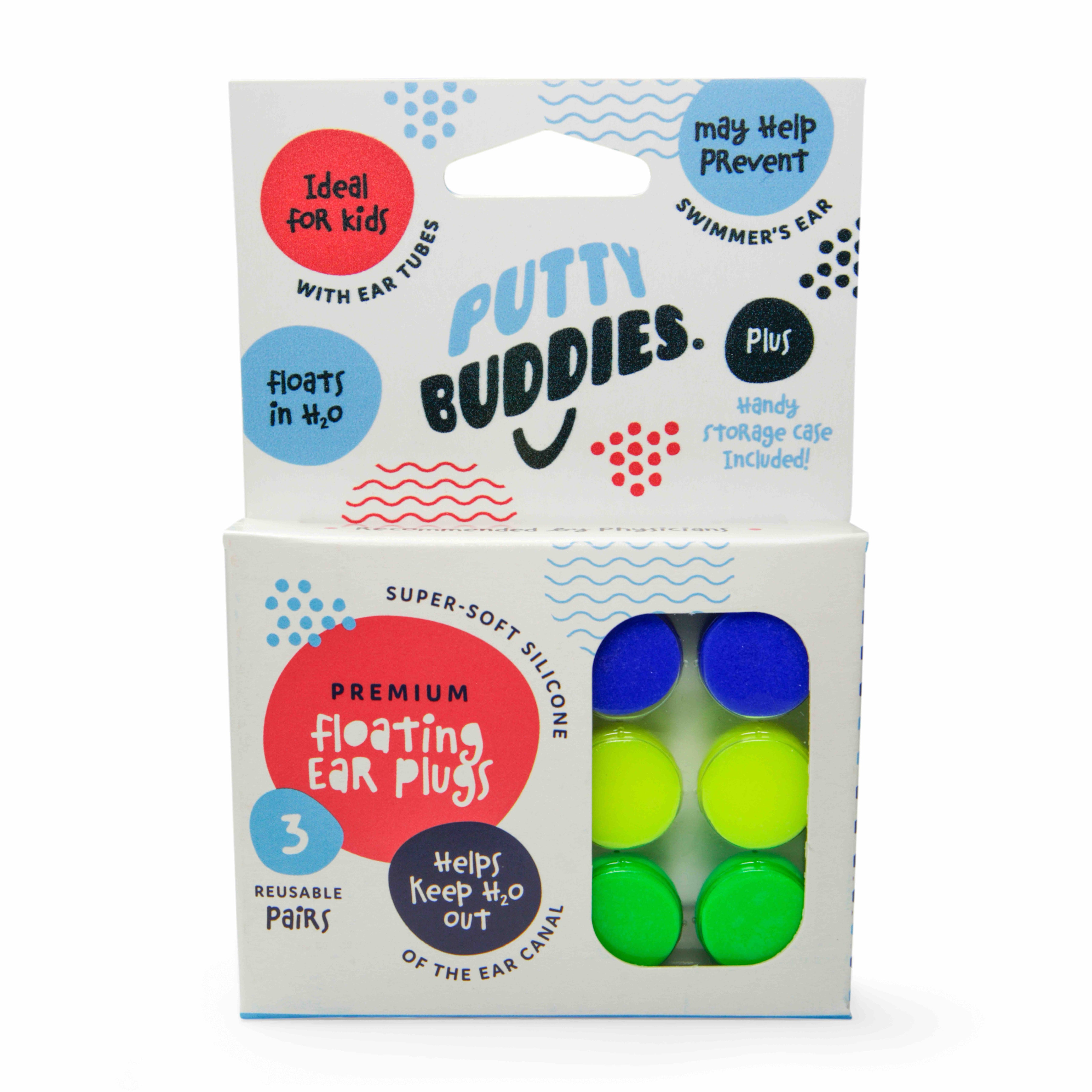 Putty Buddies Floating Earplugs 3-Pair Pack - 1 Set