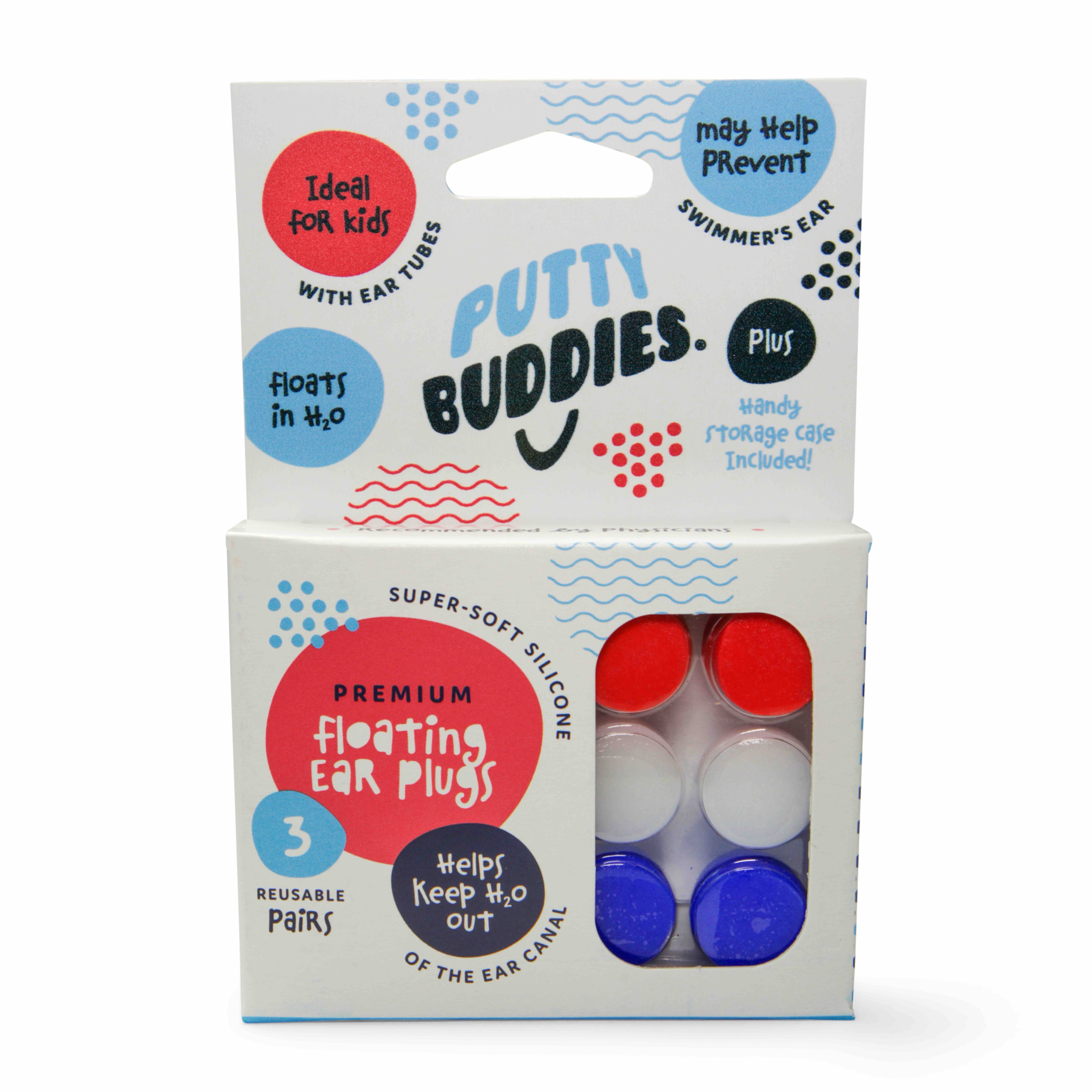 Putty Buddies Floating Earplugs 3-Pair Pack - 1 Set