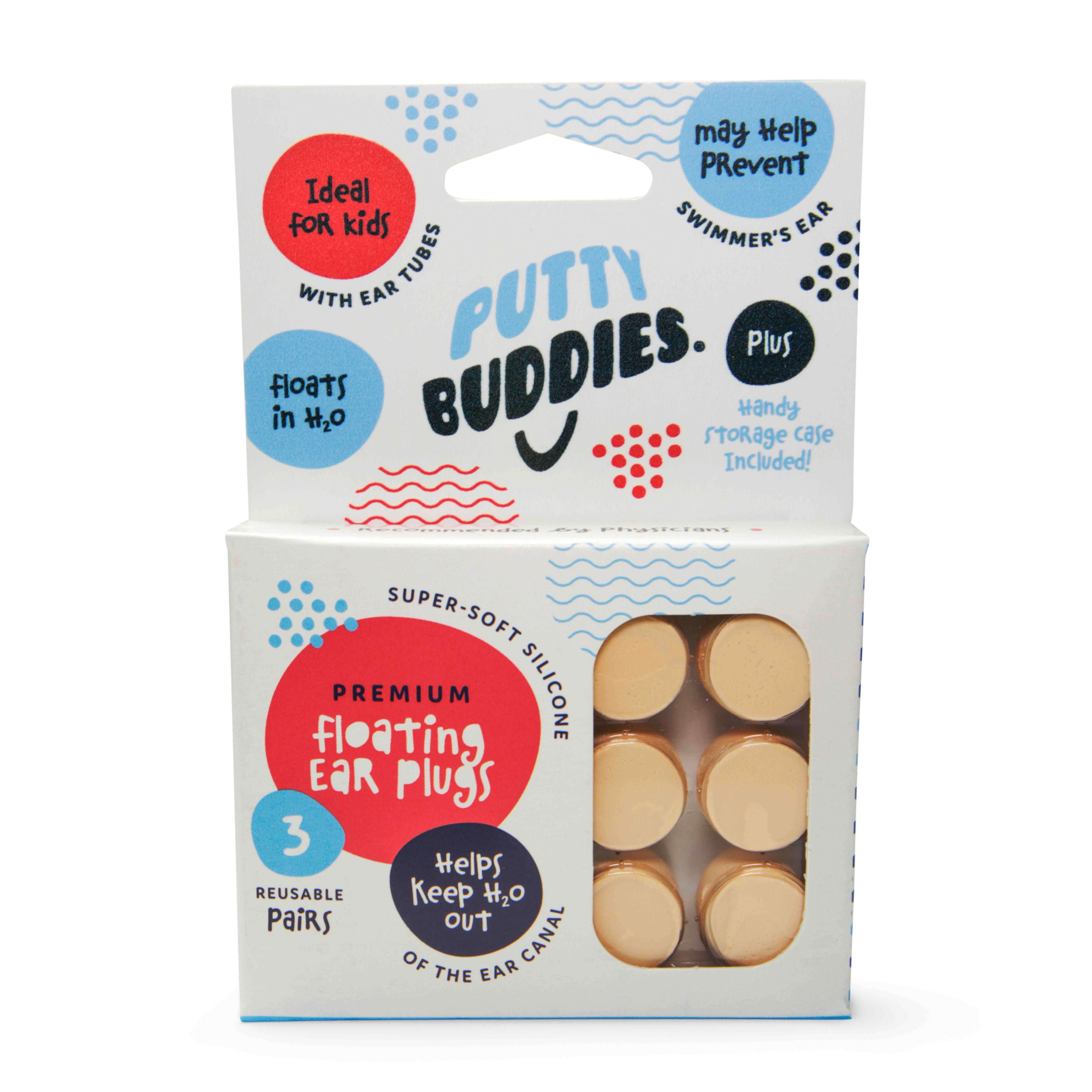 Putty Buddies Floating Earplugs 3-Pair Pack - 1 Set