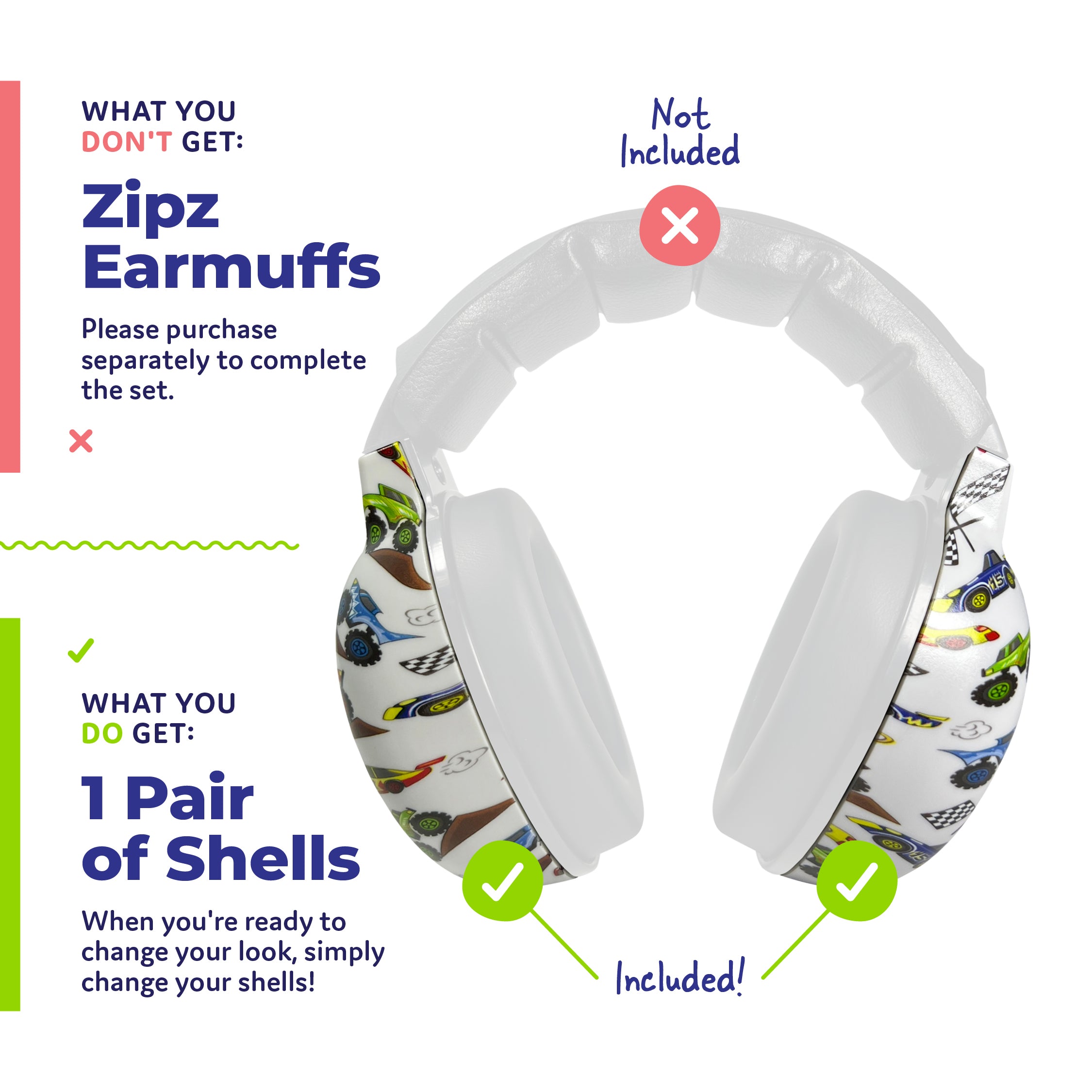 ZIPZ Outer Shells – Compatible with ZIPZ Baby & Toddler Earmuffs