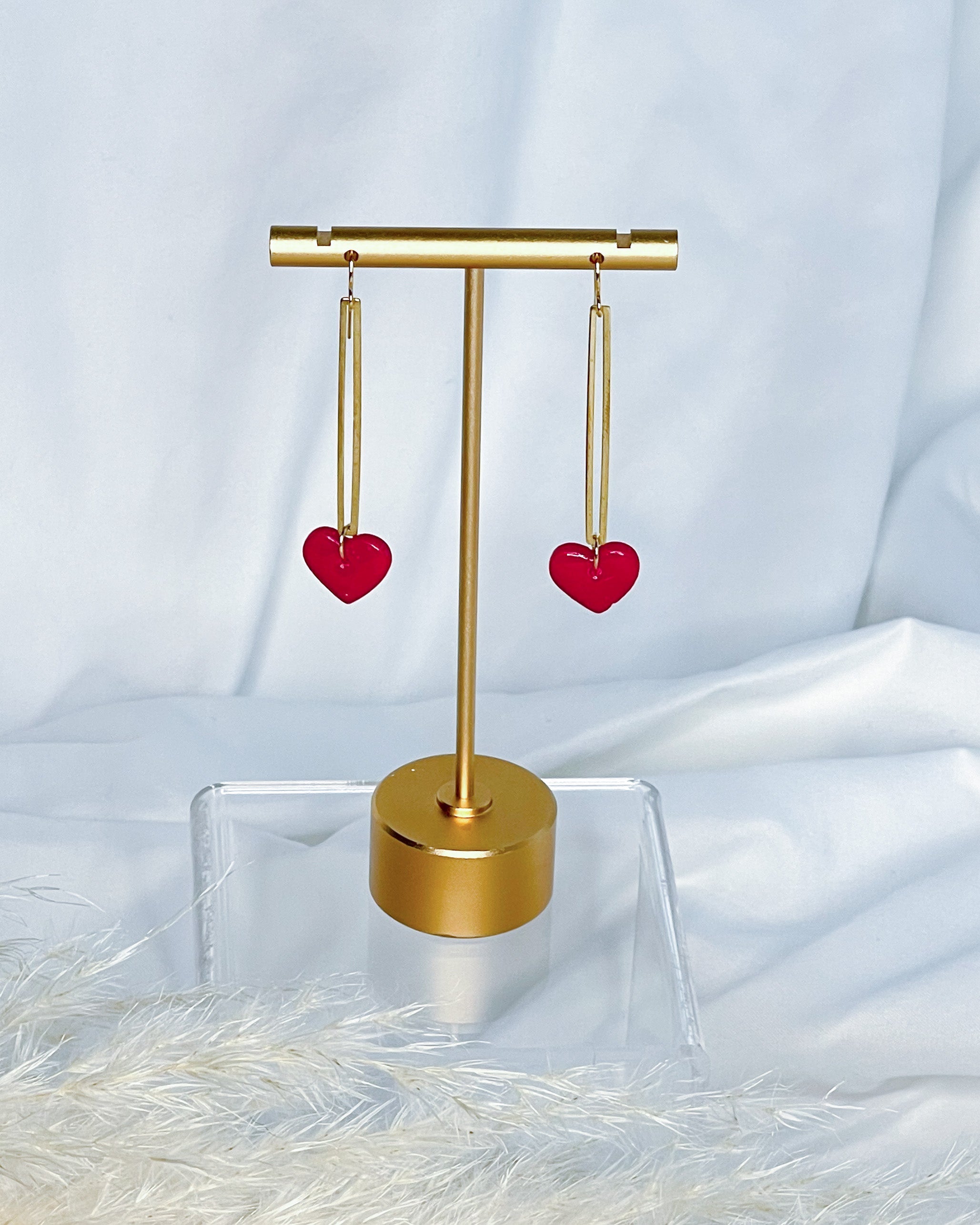 Clay Earrings | Tiny Heart Dangles