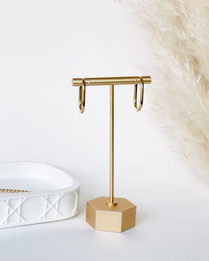 Gold Halo Oval Hoop Earrings