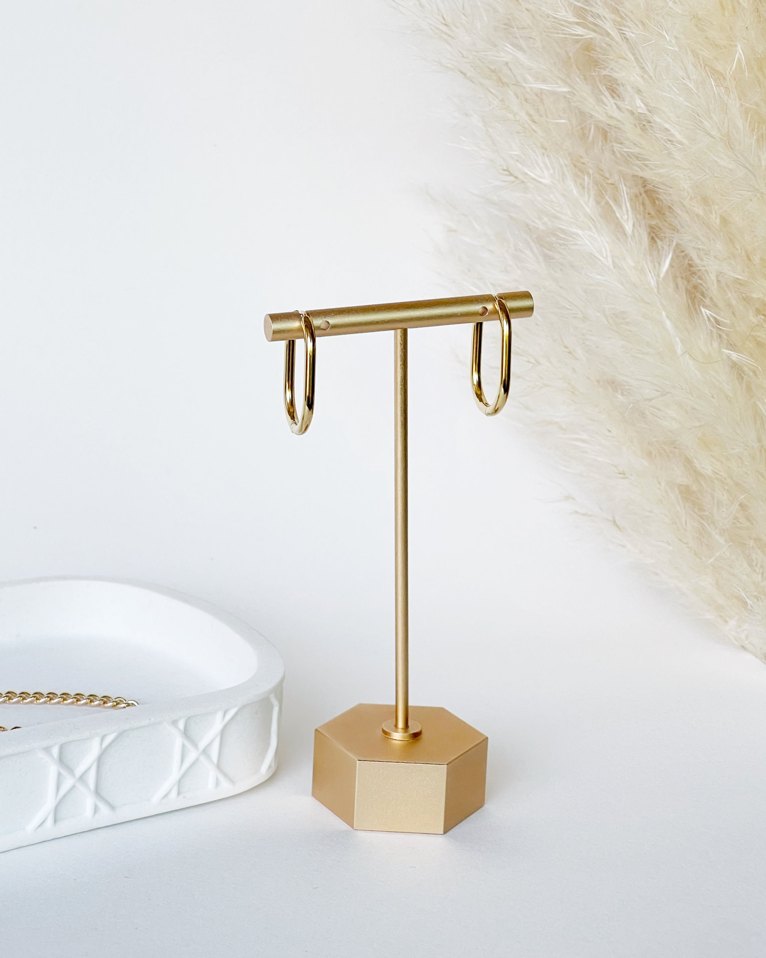 Gold Halo Oval Hoop Earrings