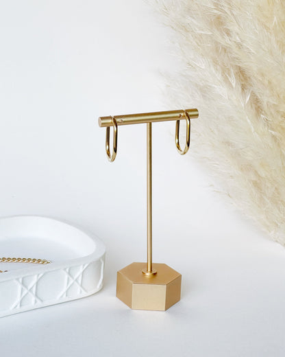 Gold Halo Oval Hoop Earrings