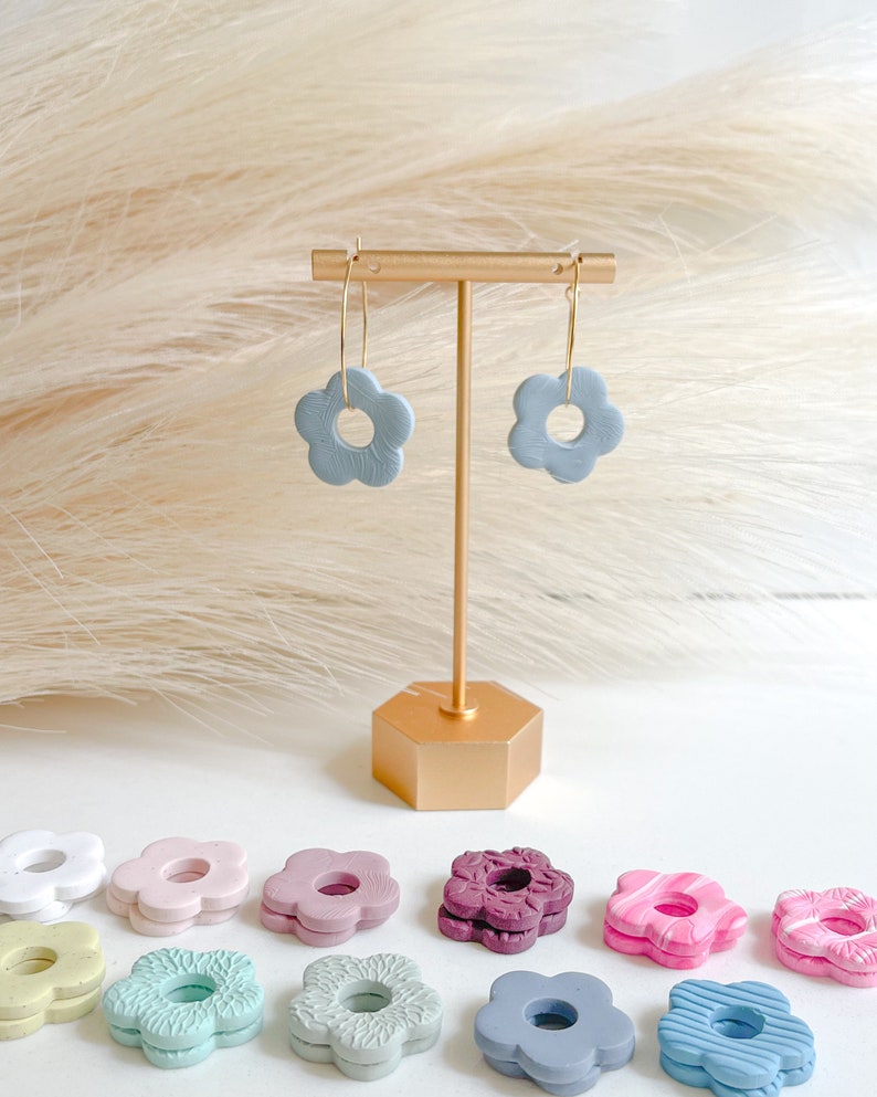 Flower Charm Hoop Earrings